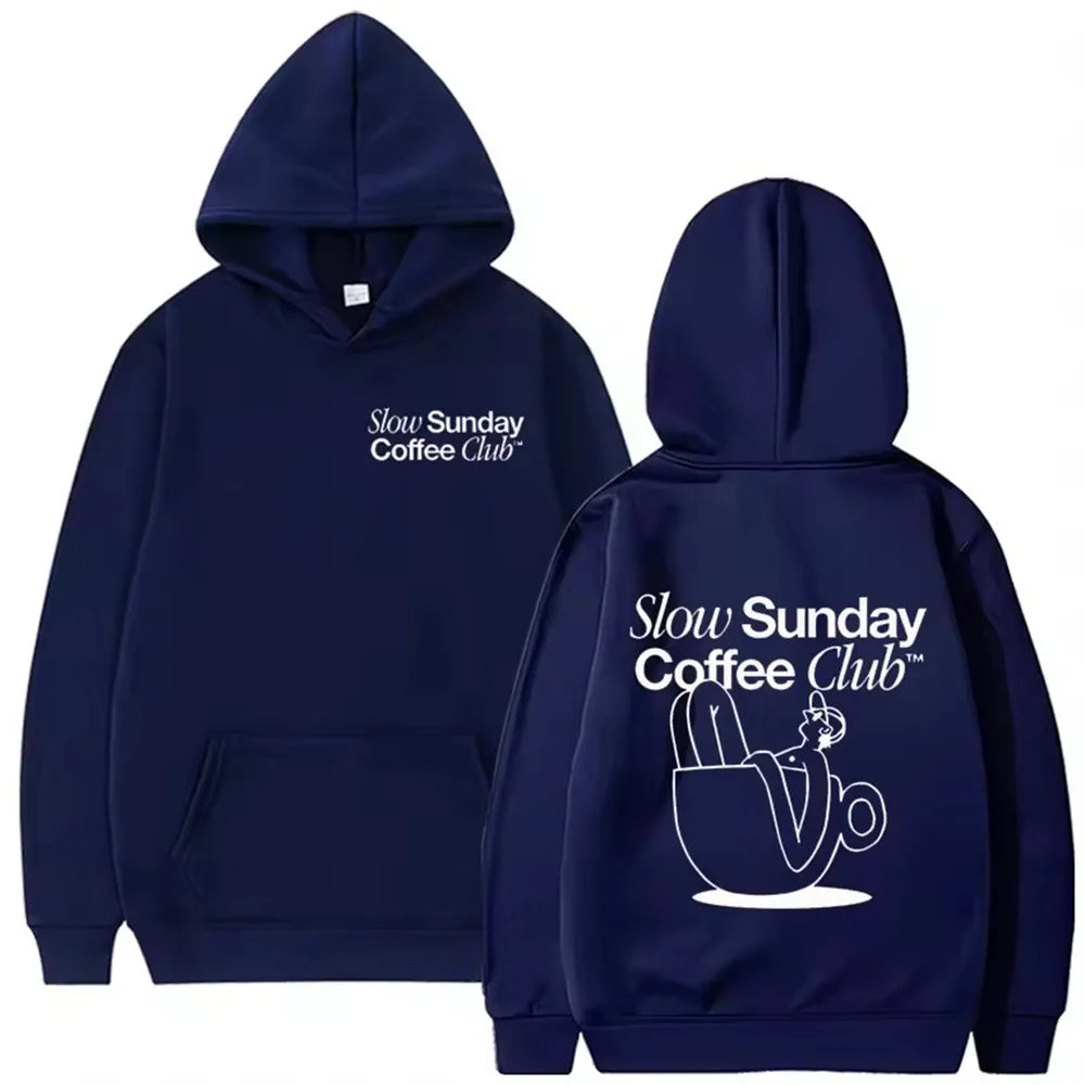 2025 New Sunday Coffee Club Hoodie Funny Men's Hoodie Harajuku Unisex Street Wear Fleece Pullover Sweatshirt