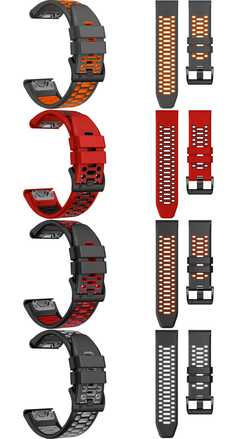 Sport Two-Tone Breathable Silicone Watch Band For Garmin Fenix 7X 7 Pro 6X 6 5 5X Plus/Epix 2 47mm 51mm QuickFit 26/22mm Strap