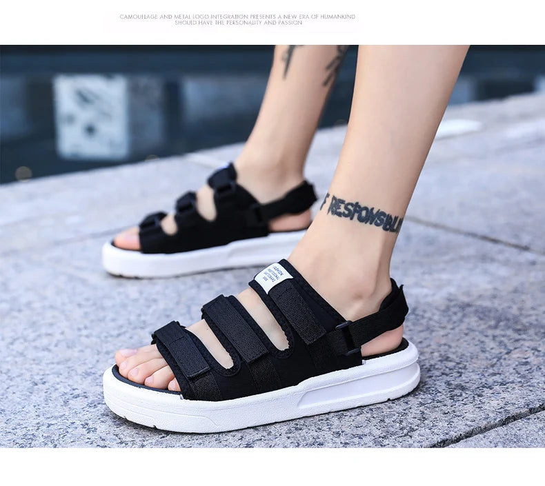 Men's Beach Open Toe Shoes Sandals High Quality Non-slip Men Slippers Breathable Two Uses Male Footwear Mens Summer Outdoor Shoe