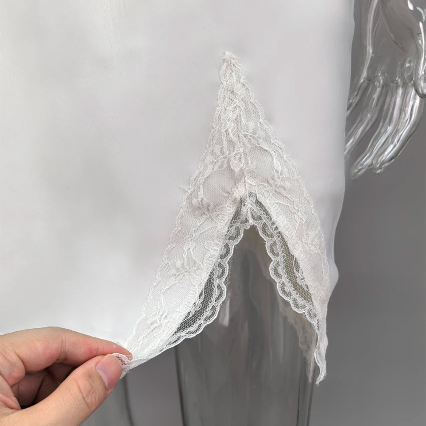 Linad Elegant Satin Embroidery Pencil Skirts Summer Sexy High Waist Split Mini Skirts For Women Fashion Slim Skirt Female 2025