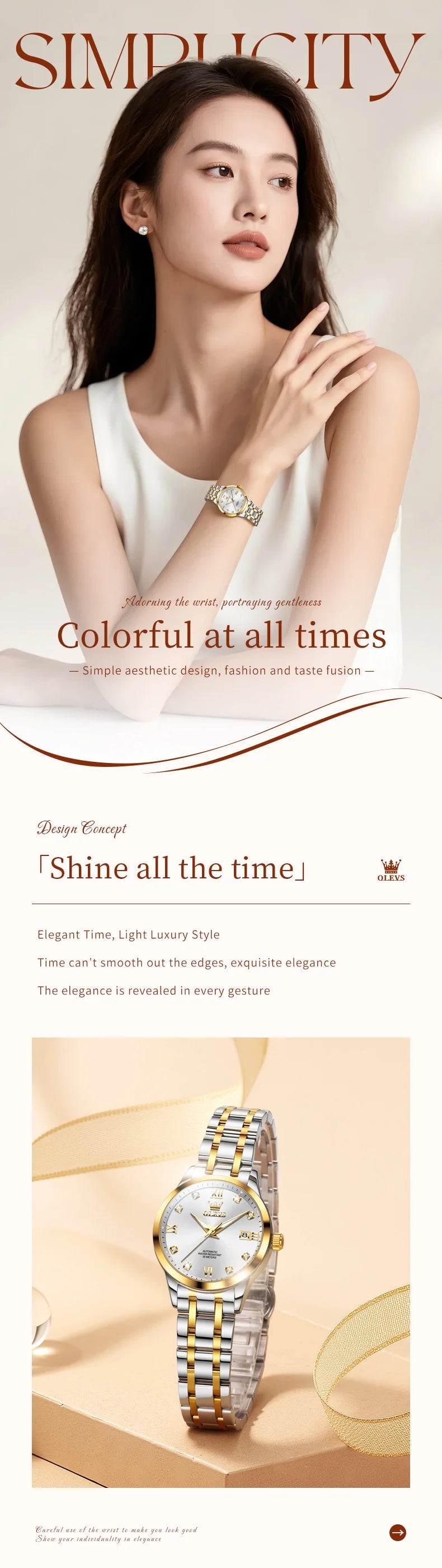 OLEVS 9946 Automatic Woman Watch Fashion Simplicity Ladies Watches Auto Date Waterproof Luminous Women's Mechanical Wristwatches