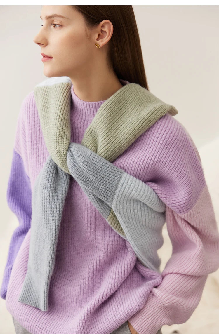 AMII Minimalism Sweaters Women 2024 Spring Street wear Spliced Knitted Top Drop Sleeve Loose Full Pullovers Sweaters 12344144