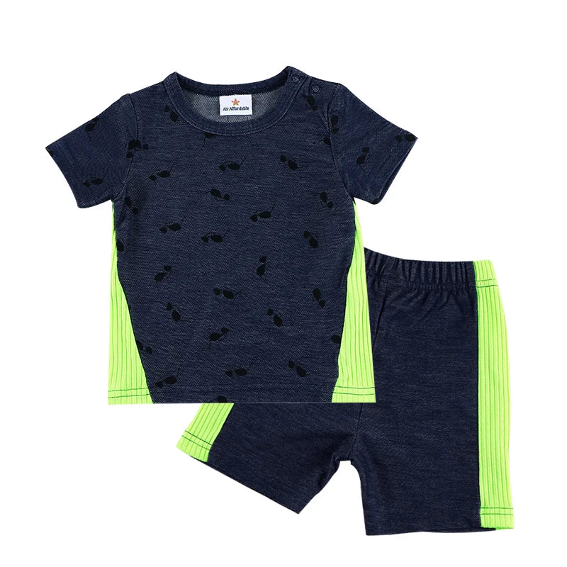 Baby boy summer fashion clothes set toddler kids shorts sets cotton denim outfit sets short sleeve t-shirt top pants casual wear