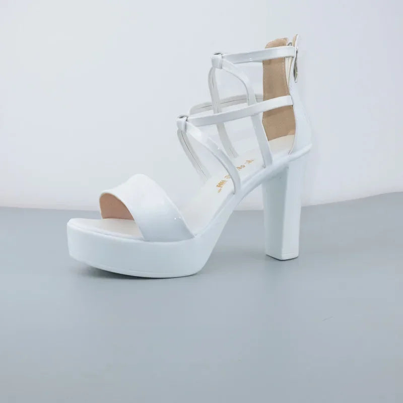 10cm Small Size 32-43 Elegant Bandage High Heels Gladiator Sandals Summer 2024 Silver Red Wedding Shoes Platform Office Model