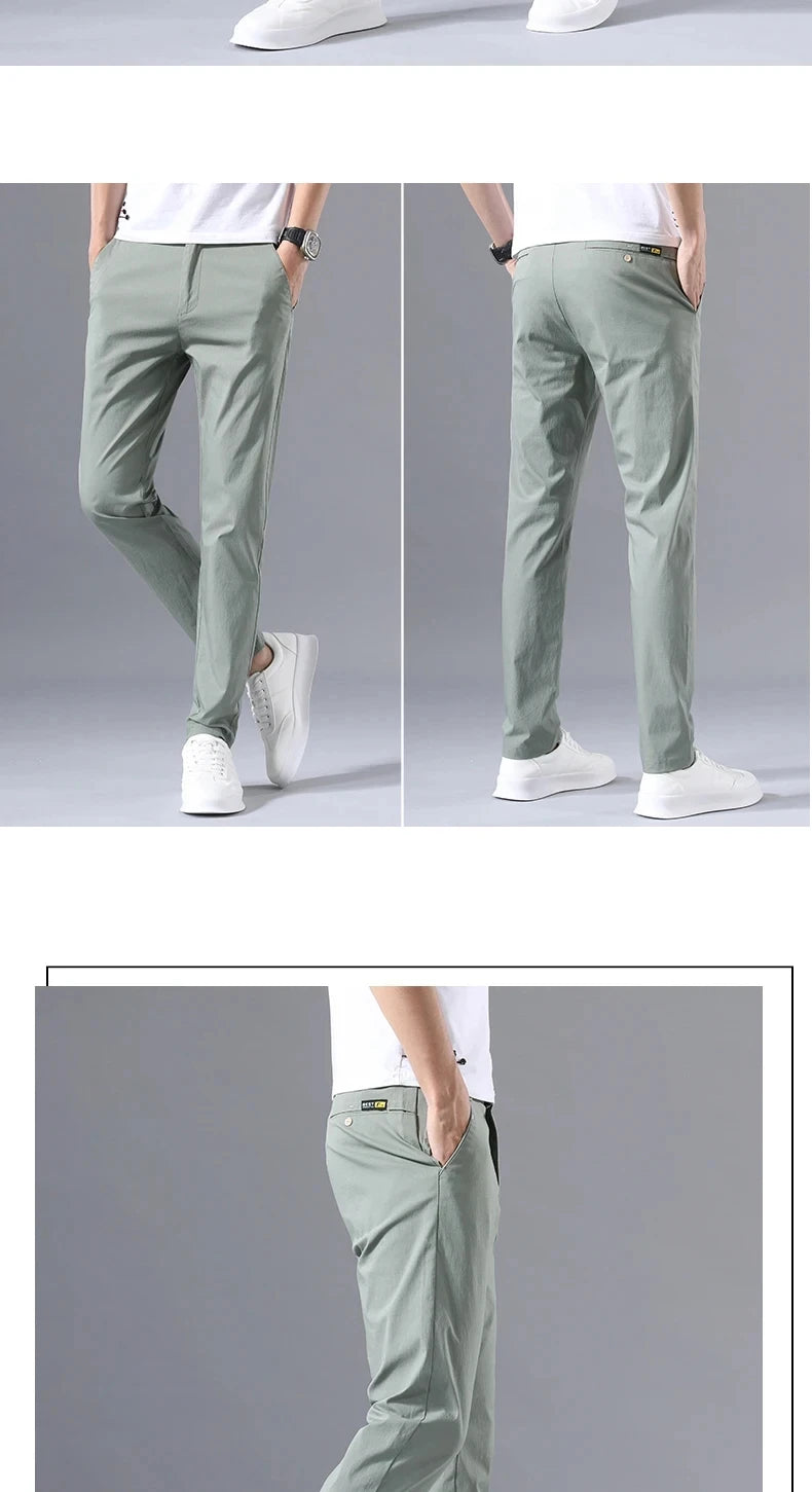 2025 Spring Autumn Thin Slim Men Casual Pants Classic Business Cotton Stretch Golf Trousers Korean Fashion Male Clothing Pants