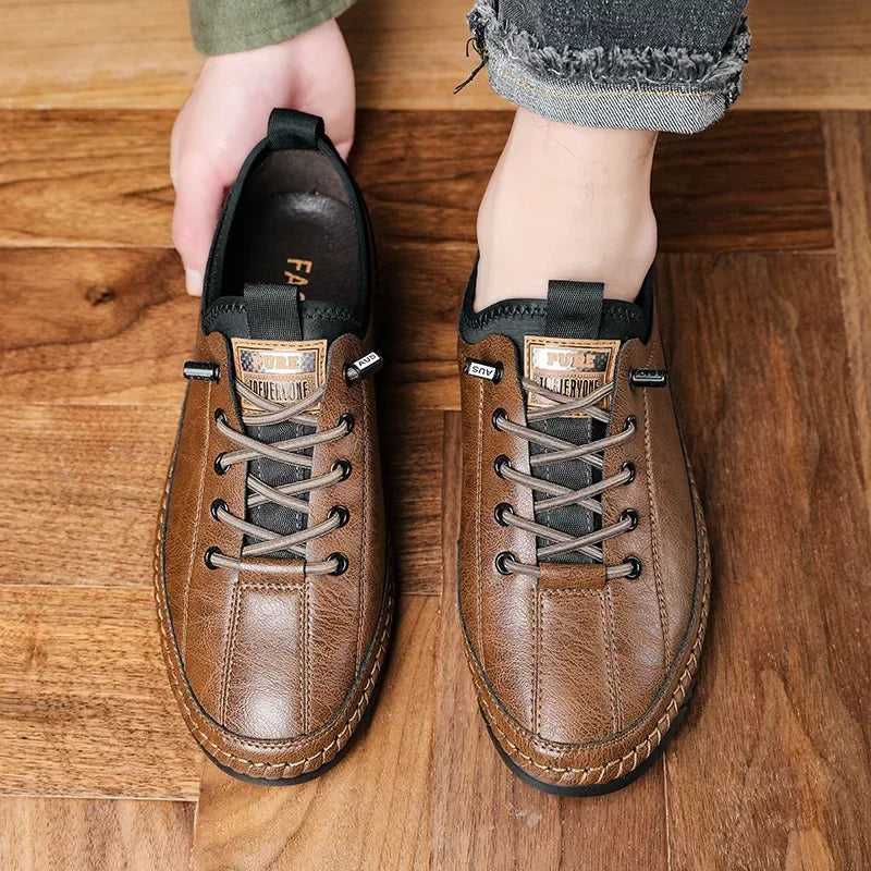 Shoes for Men Leather Casual Handmade Shoes Outdoor Hiking Sneakers Men Breathable Lace Up Sport Mens Shoes Zapatos De Hombre