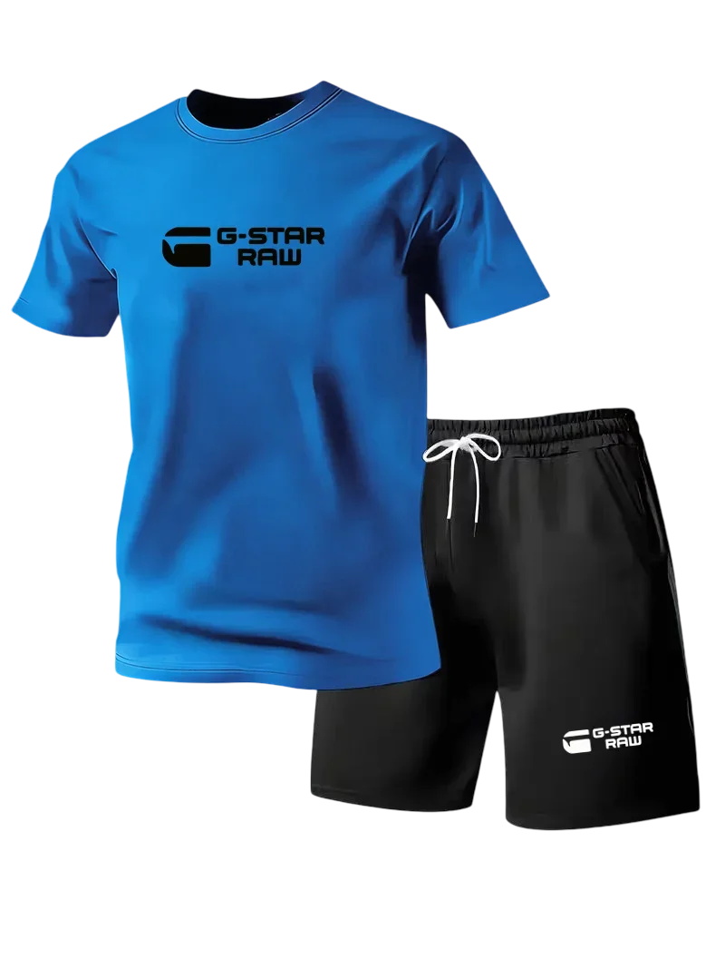 New Men's Sportswear Short Sleeved T-shirt and Sports Shorts Summer Casual Jogging Pants Set Men's Two-piece Set