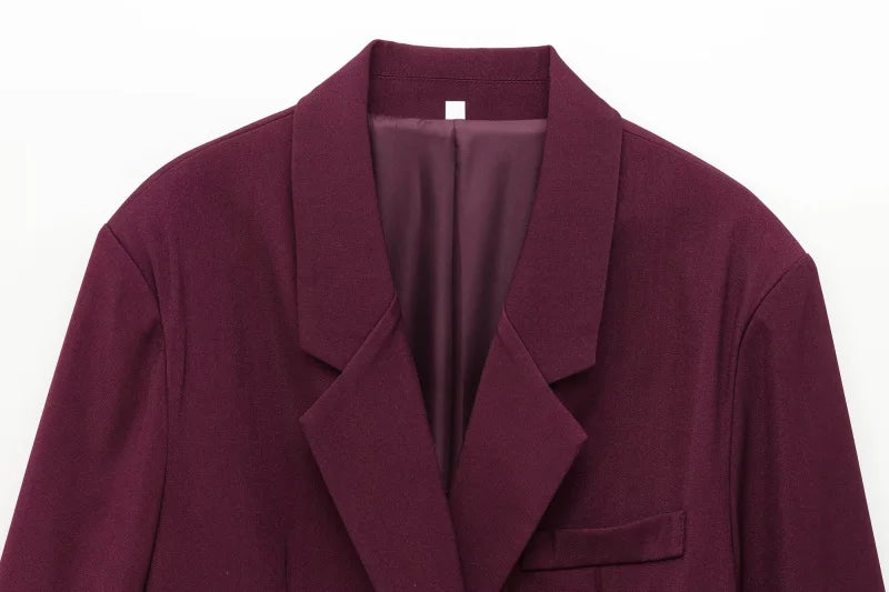 ETJ 2025  Women's Spring new Casual suit set double front loose casual suit jacket high waist double pleated trousers