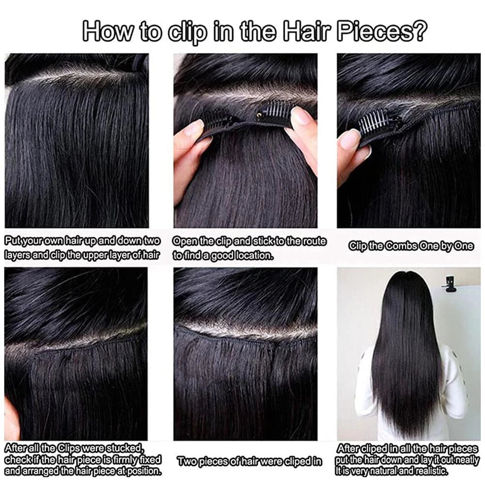 Full Head Body Wave Human Hair Extensions Natural Color 8Pcs 120G 240G Per Pack Loose Wave Clip In Hair Extensions 14-26 Inch
