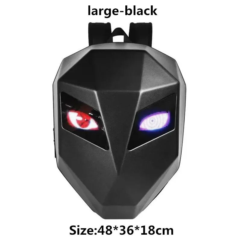 LED Motorcycle Rider Backpack Eyes Glow pattern carbon fiber texture helmet locomotive backpack school bag Moto Laptop backpack