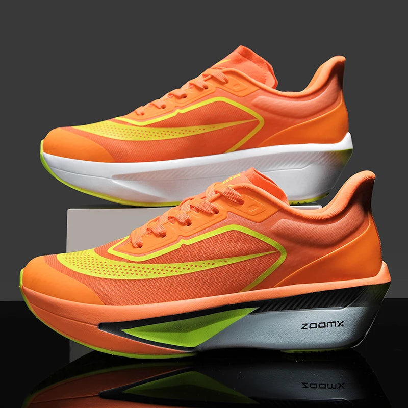 Brand Men's Carbon Plate Running Shoes Soft Cushion Shock Absorbing Sports Shoes Unisex Sneakers Light Anti-Slip Training Shoes