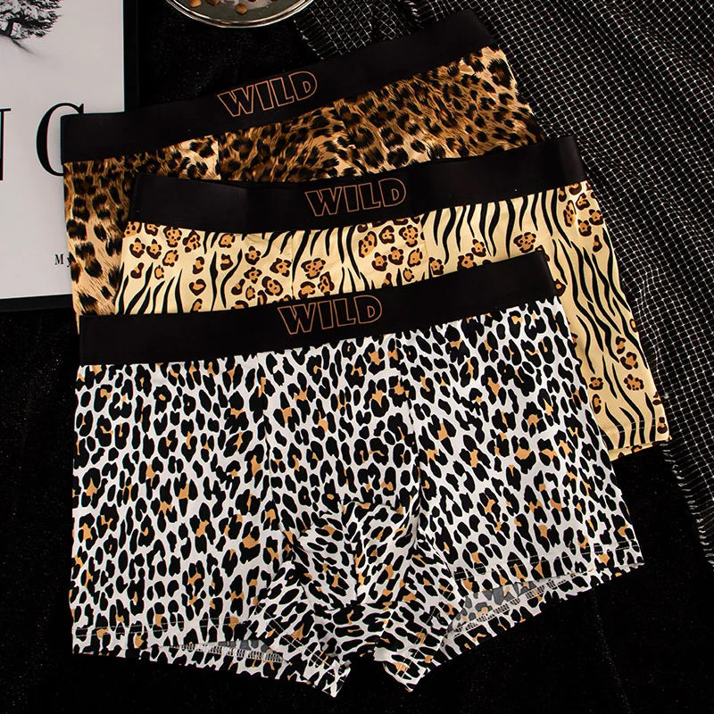 EXILIENS New Leopard 1pcs/3pcs Boxer Men Underwear Hot Underpant Mens Boxers Masculinas BoxerShorts Man Panties Size L-3XL KX735