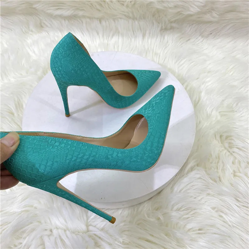Snake Pattern Thin High Heels Women 8CM 10CM 12CM Elegant Shallow Mouth Party Dress Shoes Brand Lady Shoes Office Woman Pumps