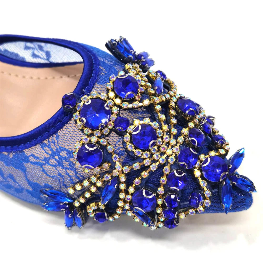 African Fachion Evening Shoes And Matching Bags Italian Design Ladies Diamond Bag High-Heeled Pointed Toe Women's Shoes