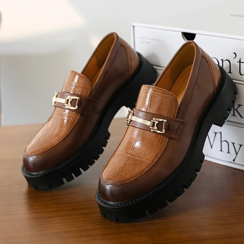 Business Men Thick-soled Loafers Black Brown Men One-foot Anti-slip Wear-resistant Business Social Shoes Brand Shoes Men 38-46
