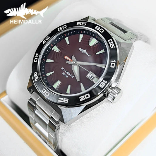 Heimdallr Monster Diver Watches NH35 Automatic Mechanical Frost Blue Dial Sapphire Crystal 200m Waterproof Luminous Men Watches
