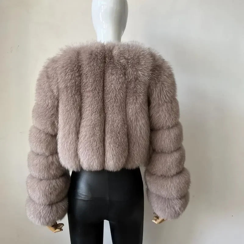 Faux Fox Fur Coat V-Neck Winter Woman Long Sleeve Warm Winter Coat Women Fashion Luxury New Fur Jacket Teddy Chic Outwear 2024