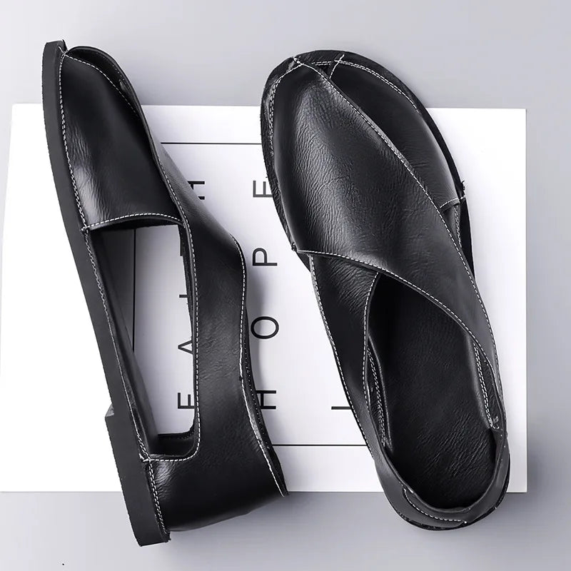 Italian Leather Sandals for Men Summer Sandals Men Casual Shoes Black Fashion Gladiator Sandals for Men Designer Shoes Zapatos