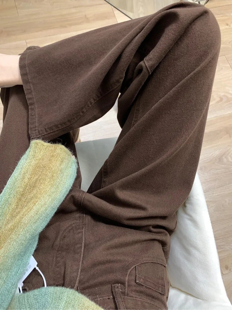 High Waist Straight Leg Wide Leg Jeans Women's Early Spring New plus Size Loose Long Pants Casual Sle Zipper ket Denim