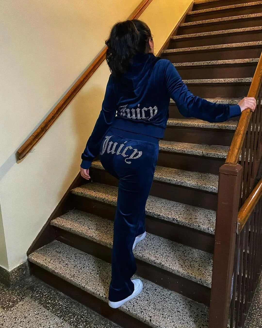Two Piece Set Diamonds Hoodie Crop Jacket And Joggers Pants Outfits Streetwear Jogging Suits Juicy Corture Tracks