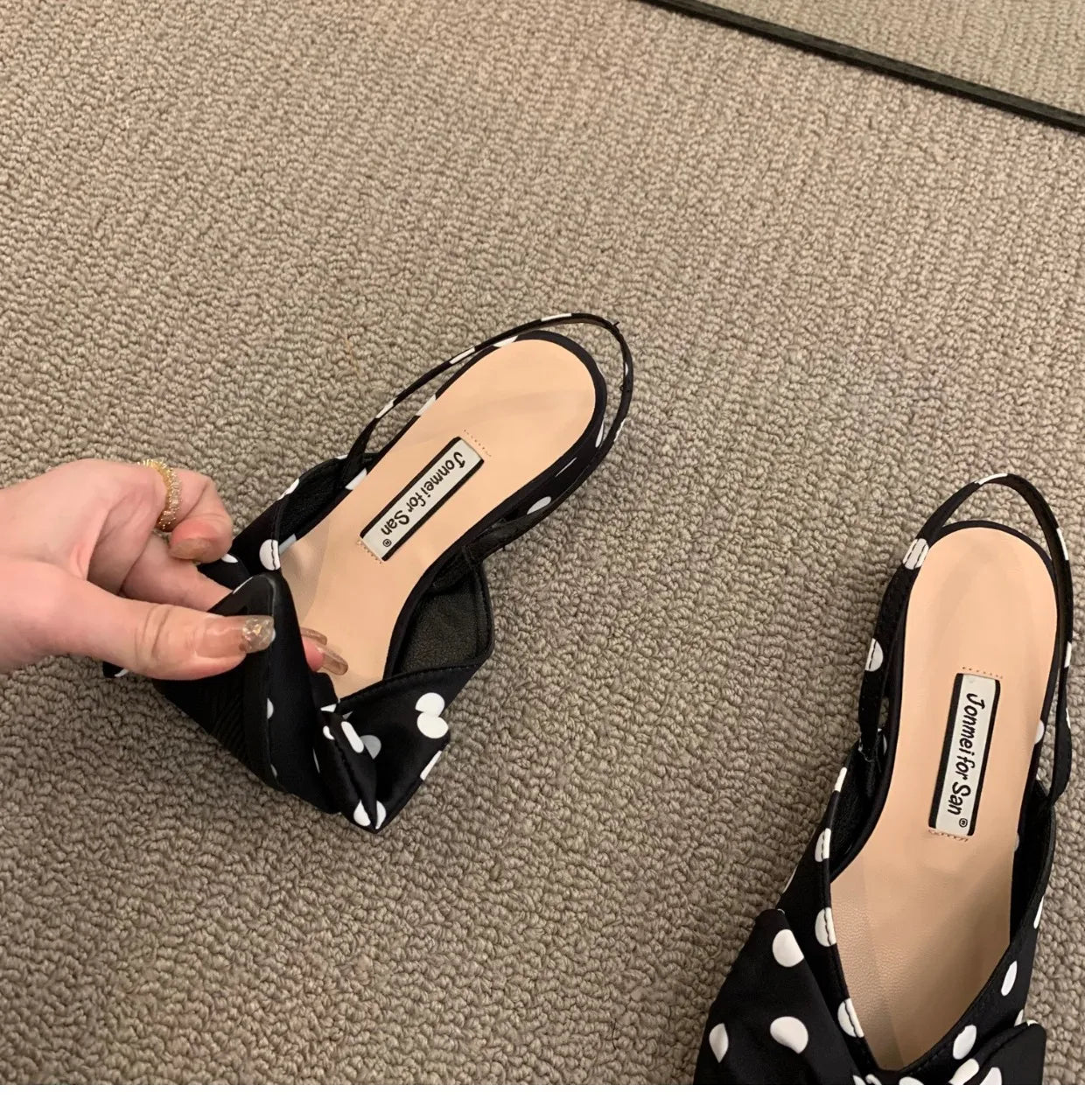 Bow Sandals Women 2022 Summer Pointed Low Heel Sandals Women Fashion Baotou Thin Strap Sandals High Heels Sandalias De Mujer