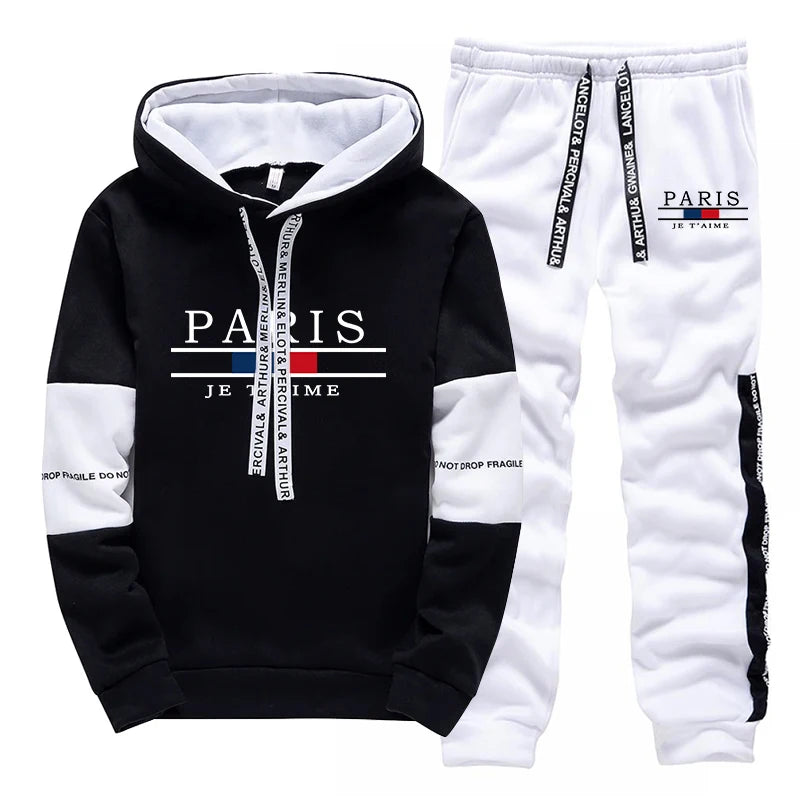Fashion Mens Tracksuit Print Casual Sweatshirts Outdoors Sports Jogging Mens Clothing Single Piece Hoodie Pants Daily Streetwear