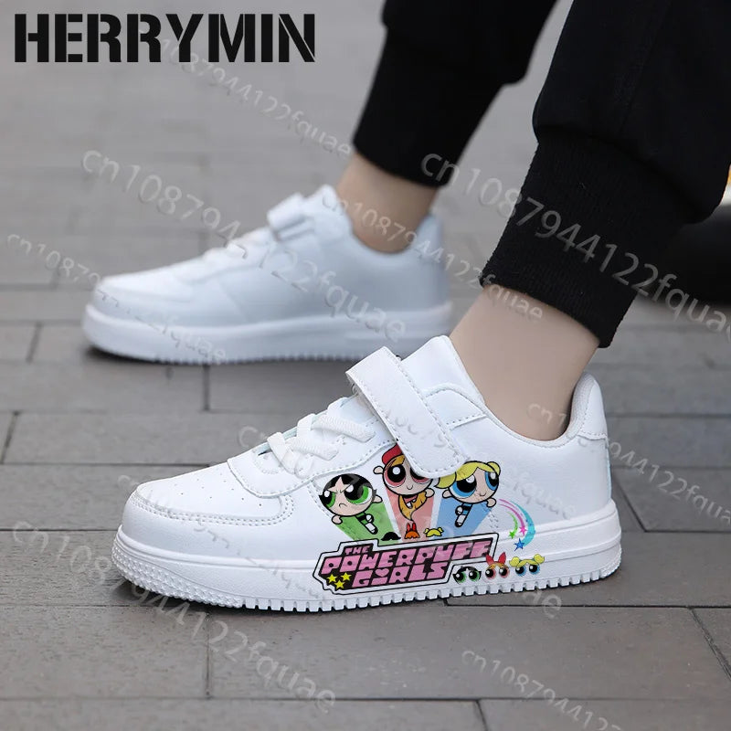 2026 Boys Girls Powerpuff Girls Cartoon 3D Print Parent Child Shoes Woman Simple Four Season Casual Sneaker Size 28-40