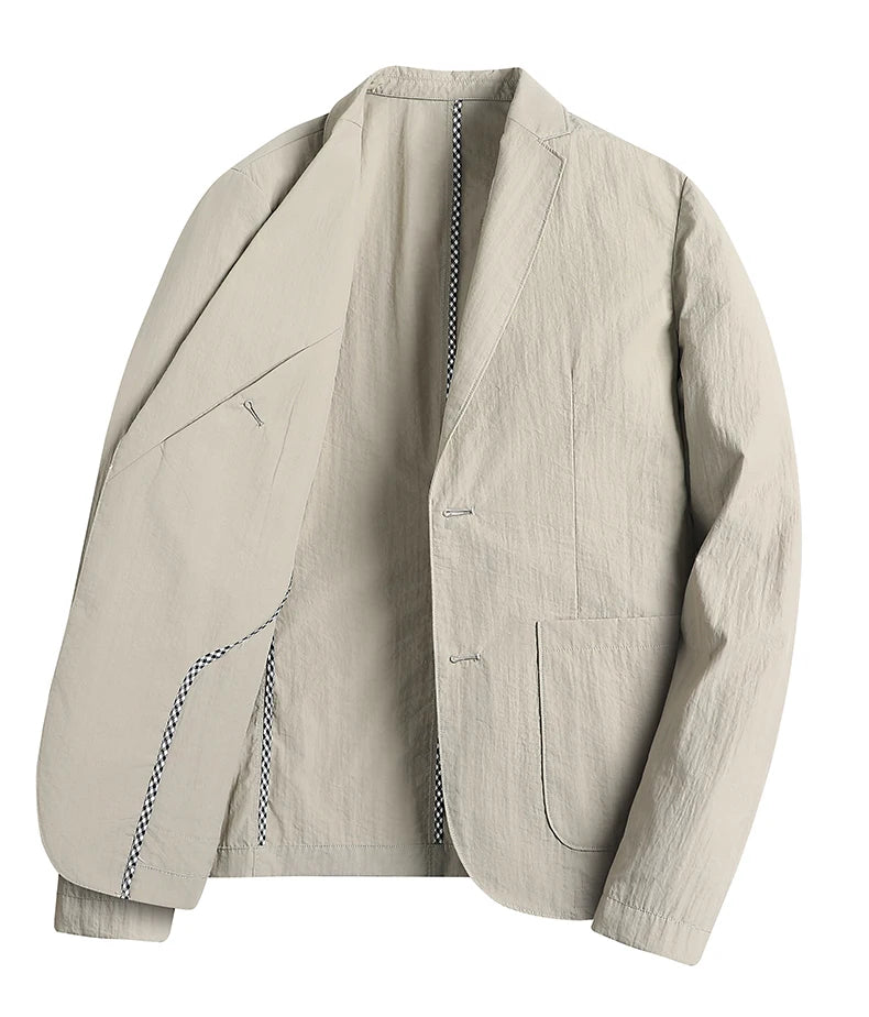 Summer thin suit men's jacket fashion handsome casual high-grade sense of light luxury suit jacket single west sun-protective cl