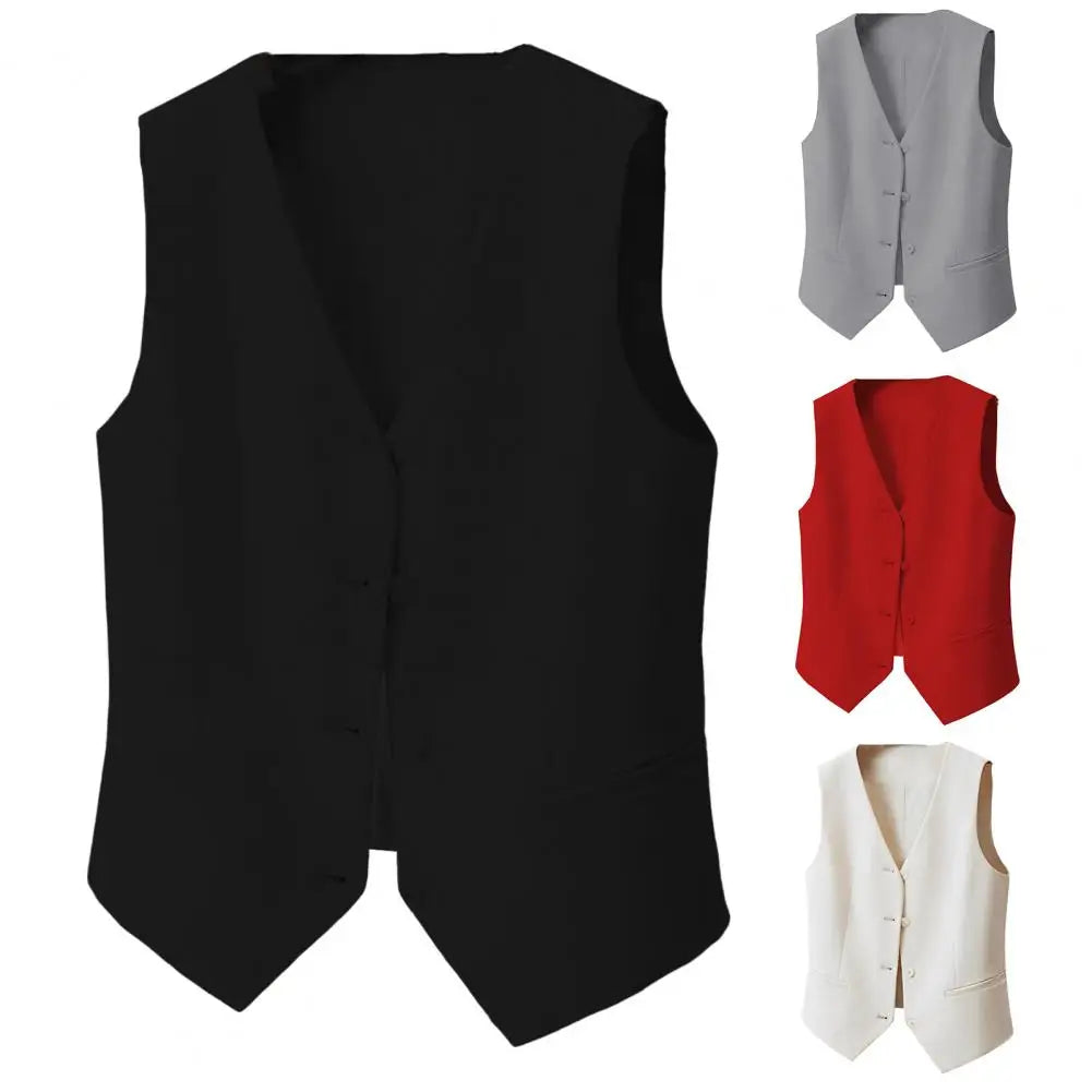 Women Fashion Vest Solid Single Breasted Waistcoats Vest Vintage Jackets Female Chic Lady Tank Tops Sleeveless Vests For Women