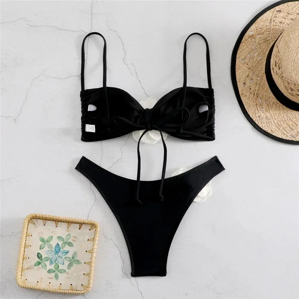 Sexy Rose Flower Bikini Beachwear  Swimwear Thong Bikini Women Swimsuits Swimming Bathing  Brazilian Bikinis Set Mujer Biquini