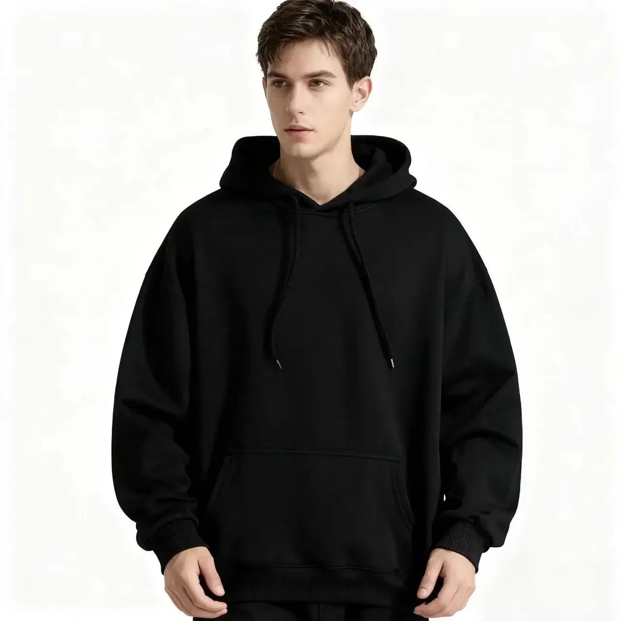 2026 Men's wide Hood Sweatshirt European and American men's and men Sweatshirt Solid Harajuku Long Sleeve Female Loose male Coat BAZAARHUBO