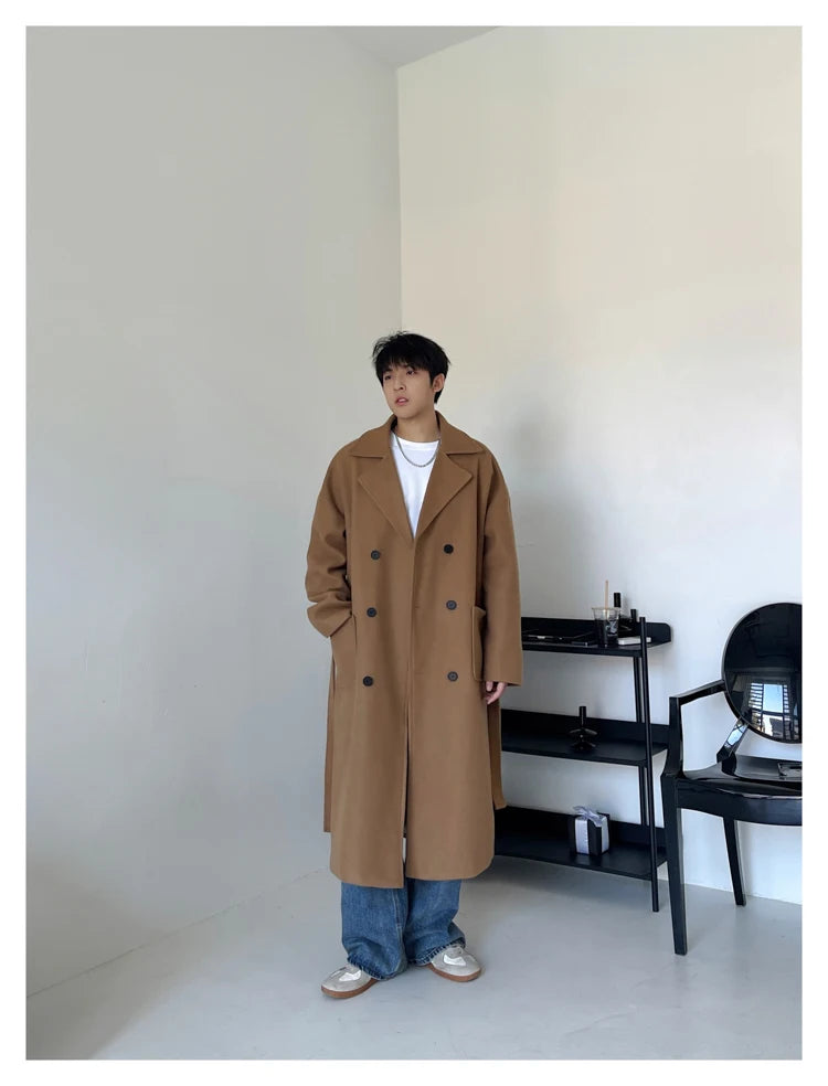 Long Coats Men chamarras para hombre Woolen Jackets winter coat men Trench Male Vintage Loose Heavy Jackets Men Leisure Overcoat
