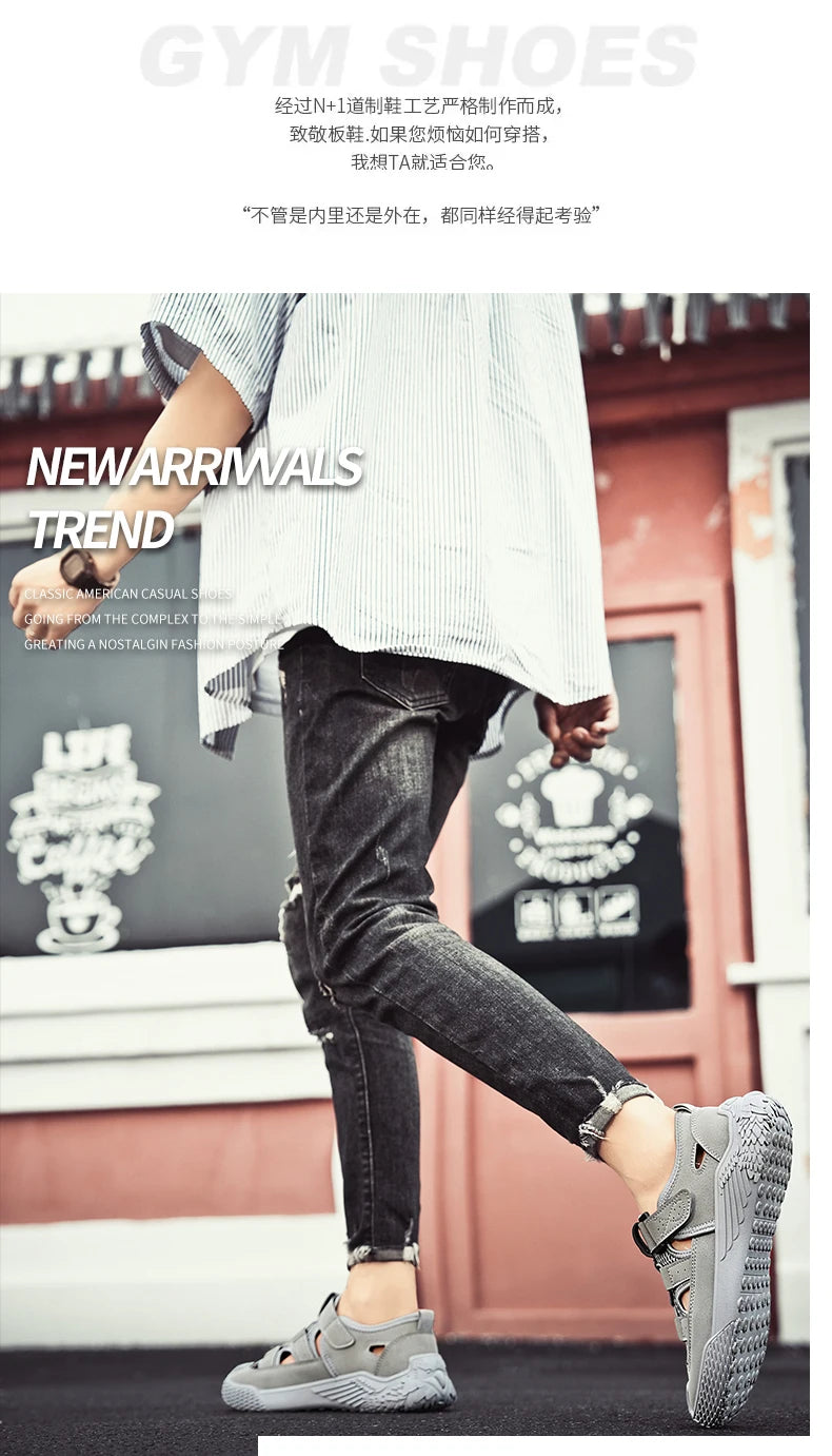 Large Size Sandals for Men, New Summer Style, Trendy, Versatile, Casual Sports Sandals, Soft-Soled Hollow Beach Shoes for Men