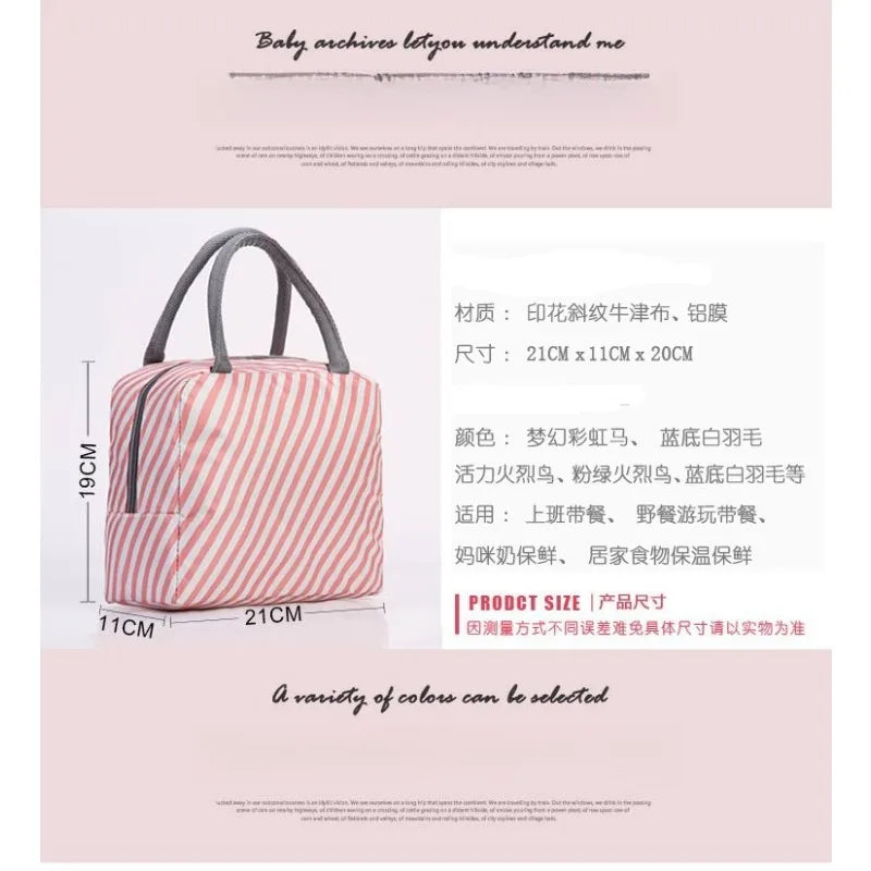 Portable Lunch Bags Thermal Insulation Lunch Box Storage Bag Children's School Lunch Box Bag Picnic Storage Large Capacity