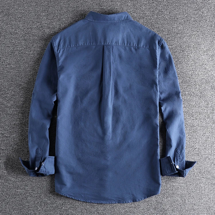 Washed Oxford fabric base simple pocket long sleeve shirt men's casual jacket