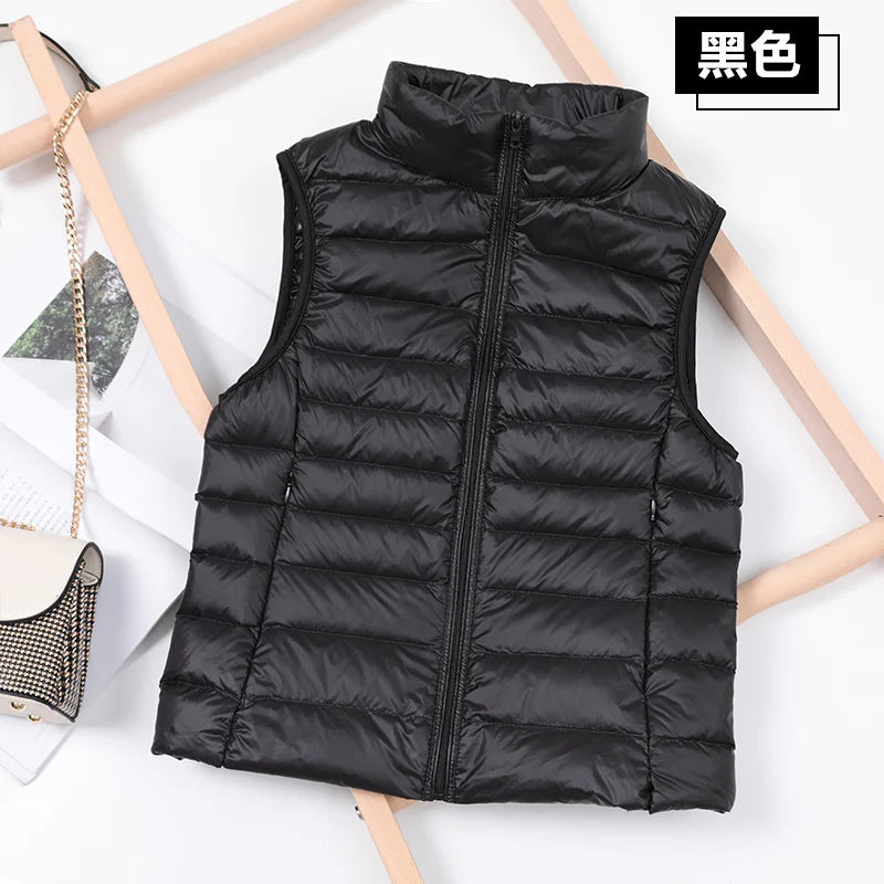 Ultralight Down Vest Women 2026 New Sleeveless Jacket Female White Duck Down Waistcoat Female Warm Puffer Jacket Outwear M-8XL