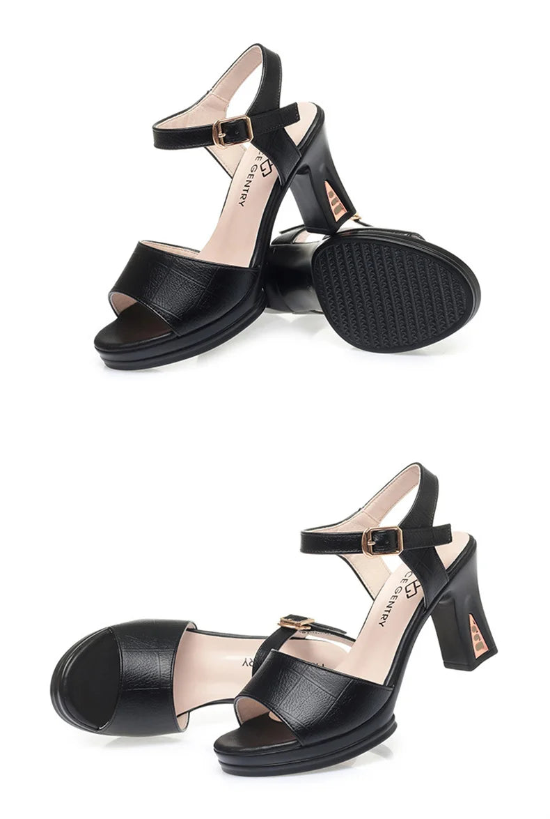 New Size 34-40  Summer Women Fashion Fish Mouth Platform High Heels Buckle Soft Bottom Sandals Waterproof Platform  Office Model