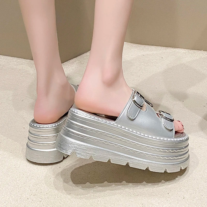 New Fashion Slippers Women Thickness Wedges High Heels Leisure Summer Sandals Female Platform Fish Mouth Shoes Ladies Slippers