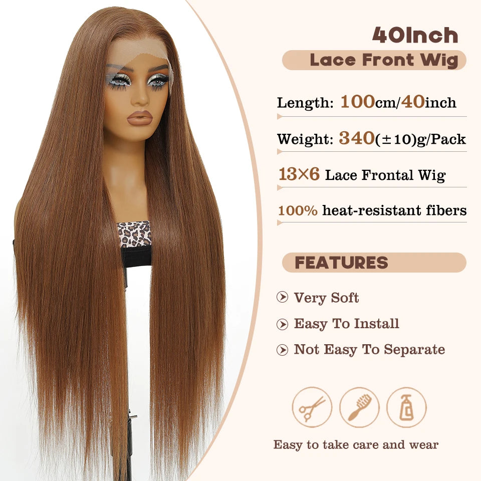 30 Inch Lace Frontal Wig Synthetic 13X6 Straight Hair Lace Wig For Afro Women High Temperture Fiber Blond Women Lace Frontal Wig