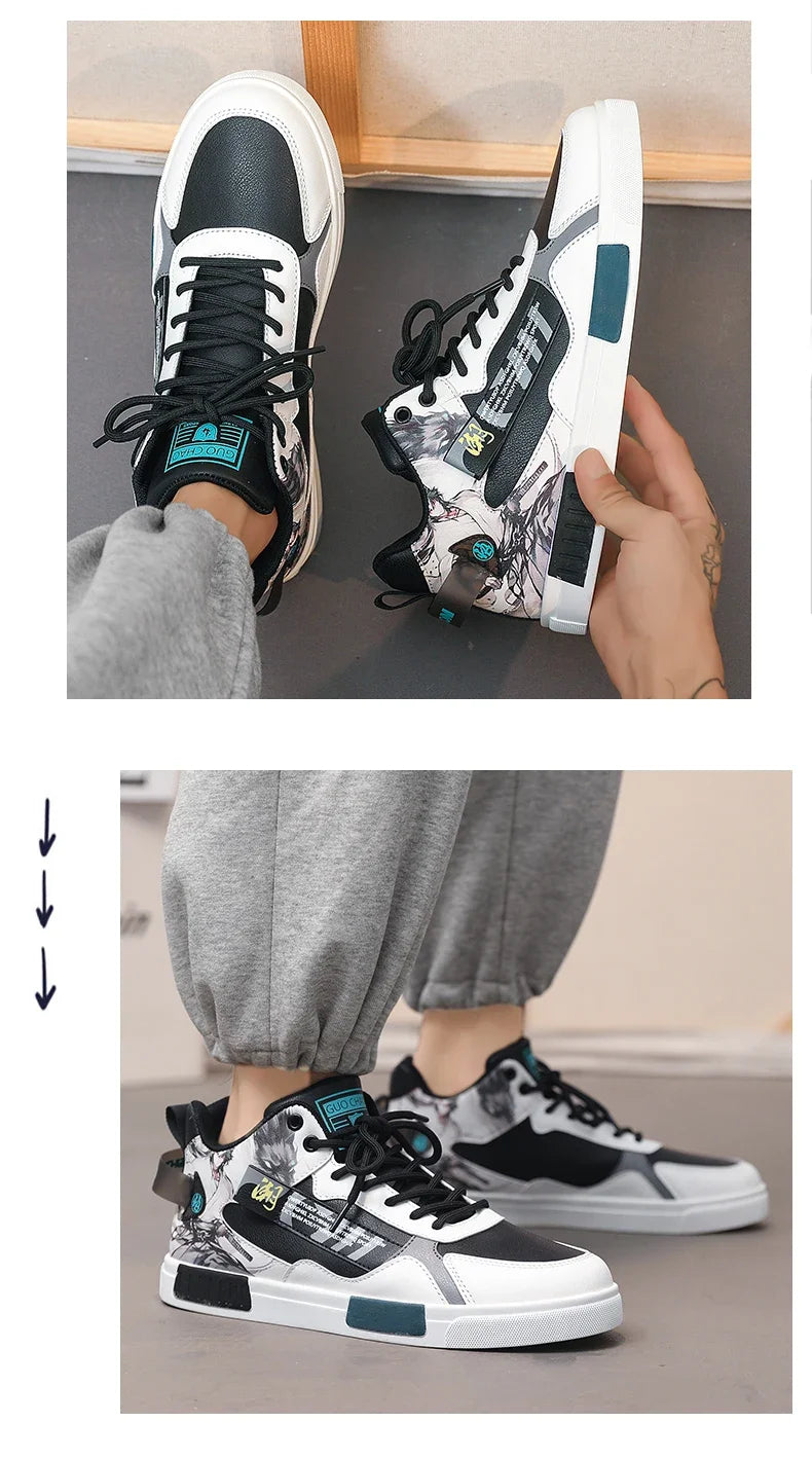 Men Running Shoes High Top Anime Shoes Comfortable Casual Sneakers Men Skateboard Big Size Tenis Masculino Footwear Male