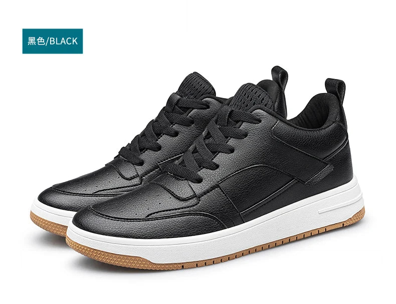 Men Genuine Leather Casual Shoes Men Sneakers Men Skateboard Shoes Comfortable Platform Male Footwear Height Increase Insole 6-8
