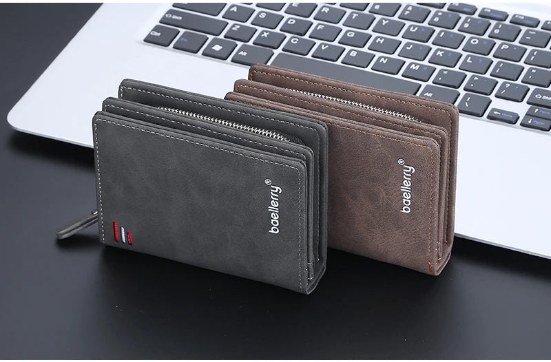 Baellerry New Men Wallets High Quality Brand Card Holder Short Male Purses Zipper Coin Pocket Large Capacity Men's Wallet