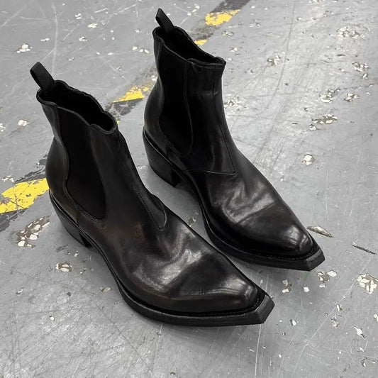 2025 High-top Men's heightened thick-soled pointed-toed Chelsea British casual trendy high-heeled wizard boots