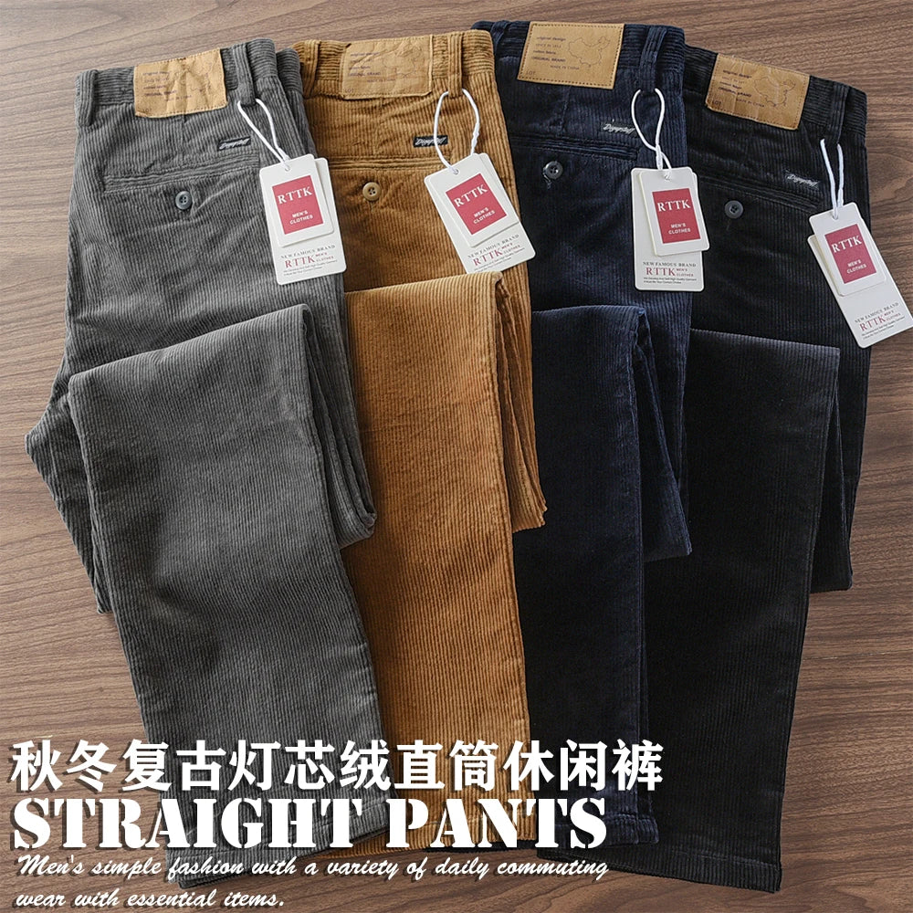 Autumn and Winter New American Retro Heavyweight Solid Color Corduroy Cargo Pants Fashion Straight Cotton Washed Casual Trousers