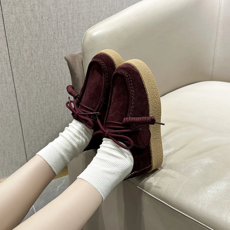 AIYUQI Genuine Leather Women's Shoes 2025 New Flat Non-slip  Derby Female Shoes Large size Lace-up Loafers For Women
