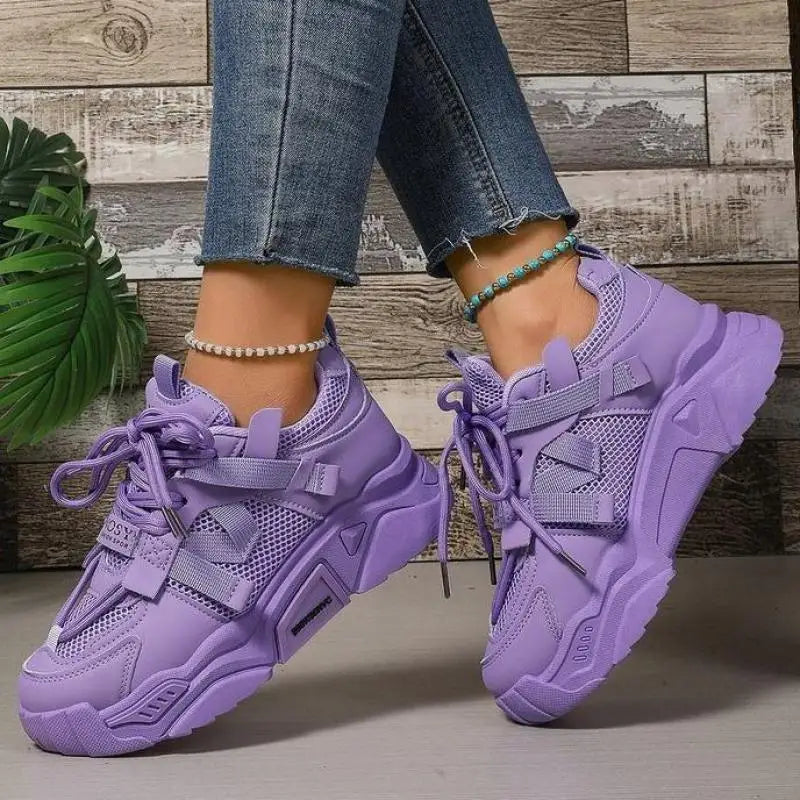 New Purple Sneakers Women Platform Casual Shoes Women Sneakers Breathable Comfortable Thick Sole Sneakers Women Designer Shoes
