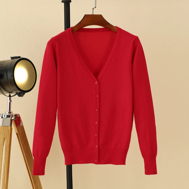 Korean Fashion Black Cropped Blouses Cardigan Female Clothing Sweaters Jersey Long Sleeve Top Women's Coat Spring 2025 Style