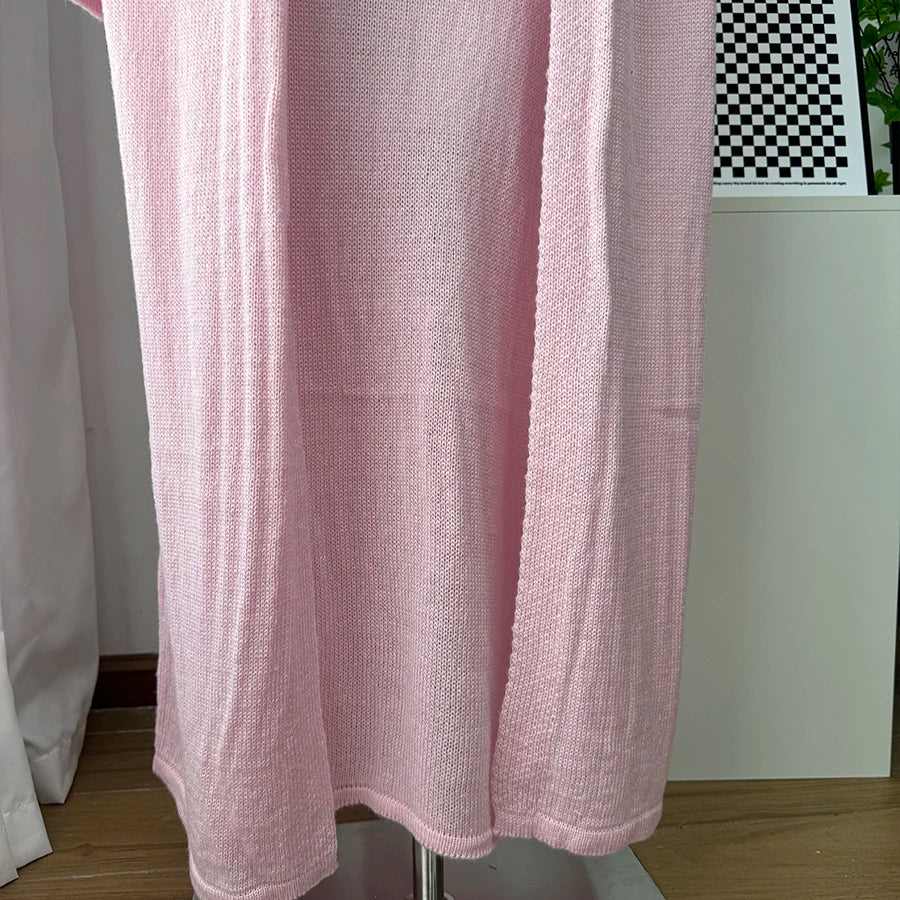 Hirsionsan Soft Loose Sets Women Three Pieces Long Sleeve Cardigan & Sexy Vest Dresses Elegant Female Hollow Outfits Tracksuit
