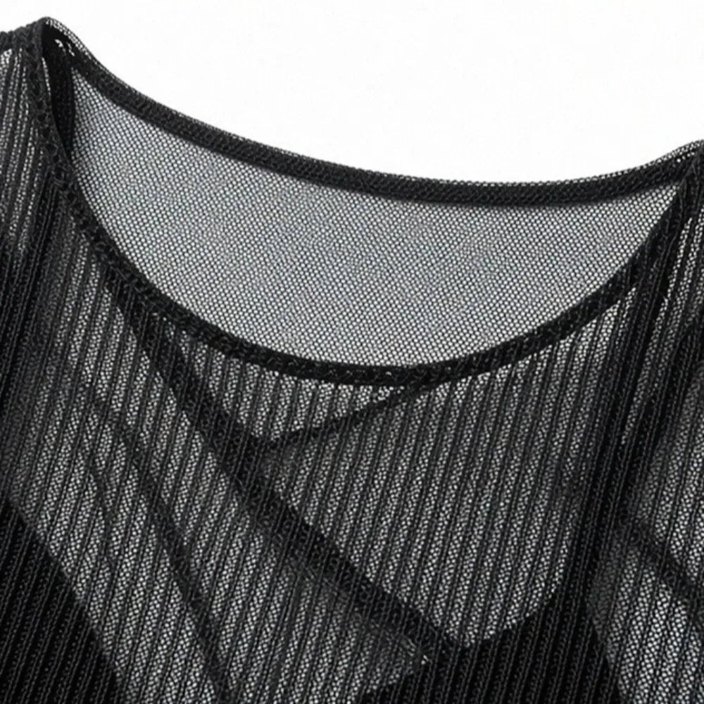 Beachwear Ruffles Bikini Set Transparent Pullover Lace-up Long Sleeve Swimsuit Sun Protection Slim Fit Swimming Suit For Women