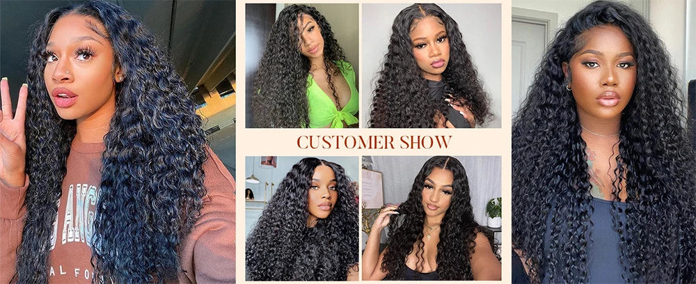 13x6 Brazilian Deep Wave Transparent Lace Front Human Hair Wigs For Women Pre plucked Wig No Glue Precut Lace Wig Isee Remy Hair